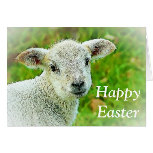 Personalized Happy Easter Little Lamb Easter Card (Front Horizontal)