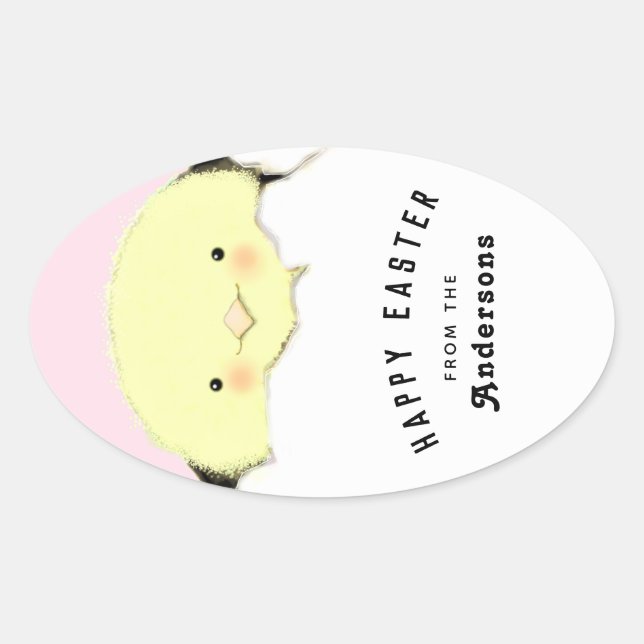 personalized Happy Easter Oval Sticker (Front)