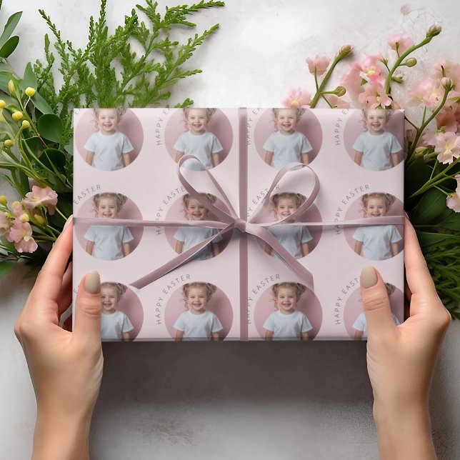 Personalized Happy Easter Pastel Pink Wrapping Paper (Creator Uploaded)