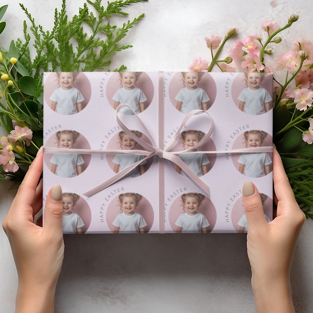 Personalized Happy Easter Pastel Purple  Wrapping Paper (Creator Uploaded)