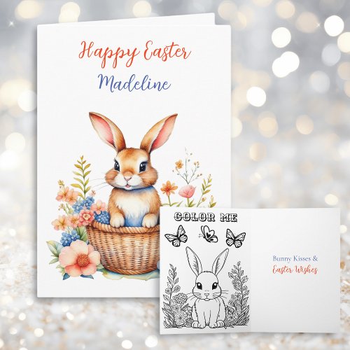 Personalized Happy Easter Plus Coloring Page   Card