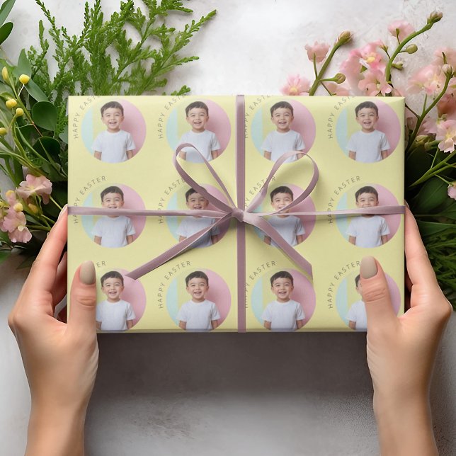Personalized Happy Easter Yellow Wrapping Paper (Creator Uploaded)