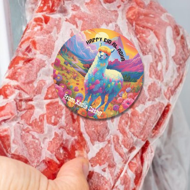 Personalized Happy Eid al Adha Classic Round Sticker (Creator Uploaded)