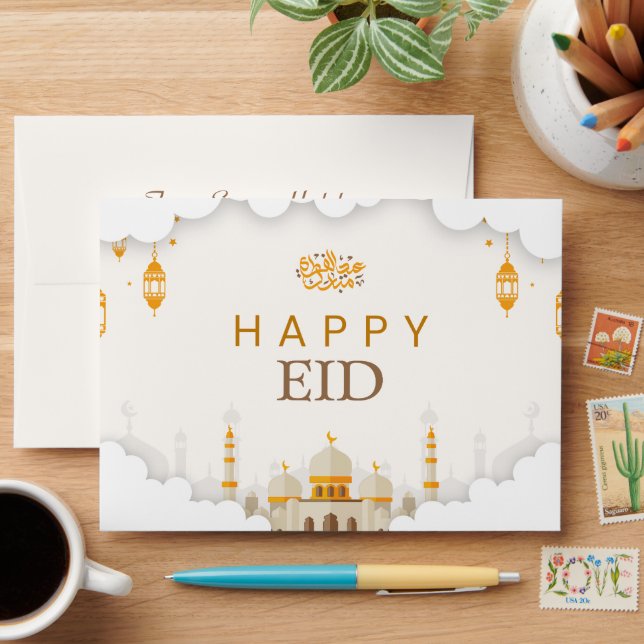 Personalized Happy Eid Money Card Envelopes (Desk)