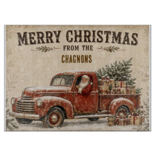 Personalized Happy Fall Vintage Red Truck Pumpkin Cutting Board