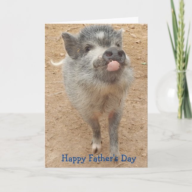 Personalized Happy Father's Day, Mini Pig Card (Front)