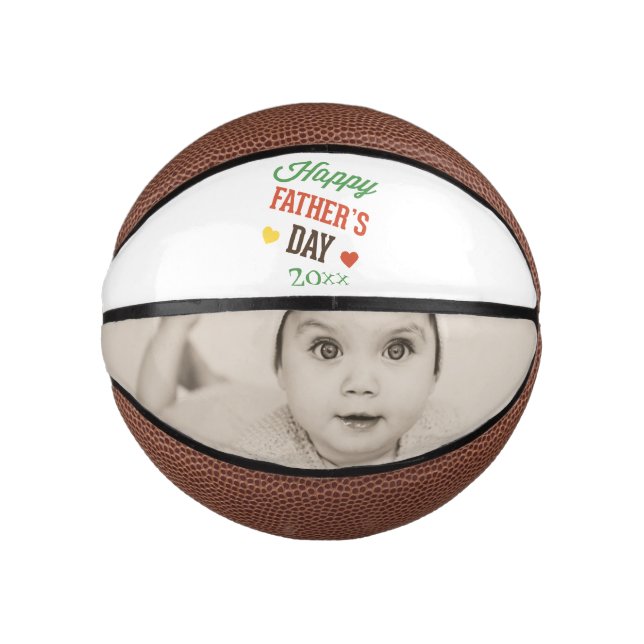 Personalized Happy Fathers Day Photo Gift Mini Basketball (Front)