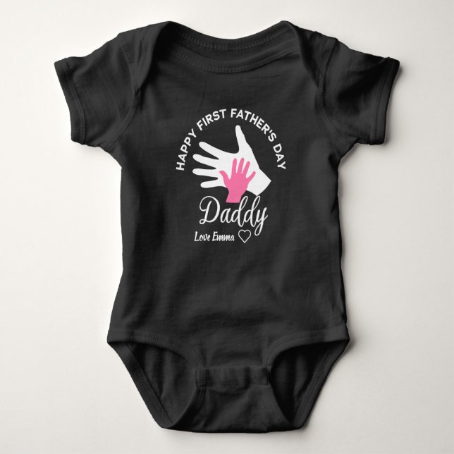 Personalized Happy First Fathers Day From daughter Baby Bodysuit (Front)