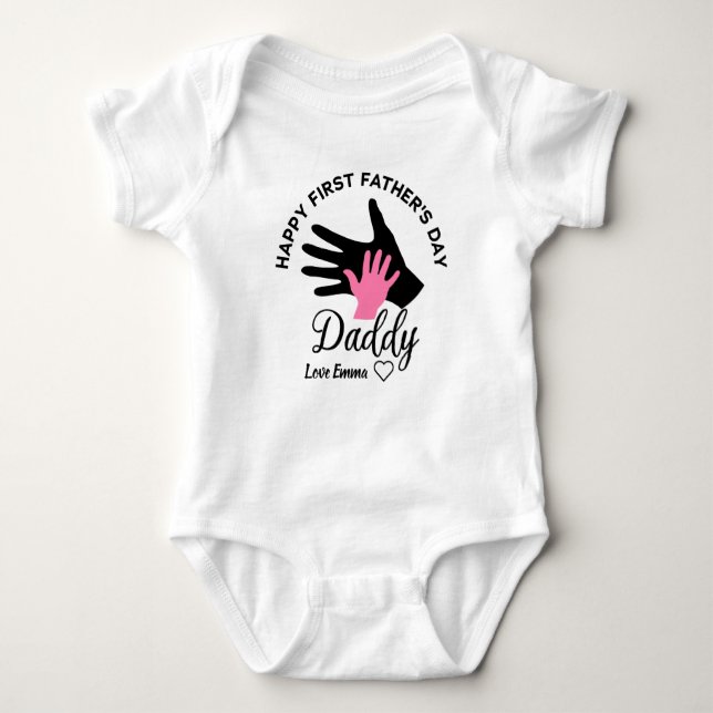 Personalized Happy First Fathers Day From daughter Baby Bodysuit (Front)