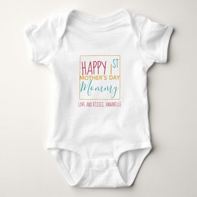 Personalized Happy First Mother's Day Baby Bodysuit (Front)
