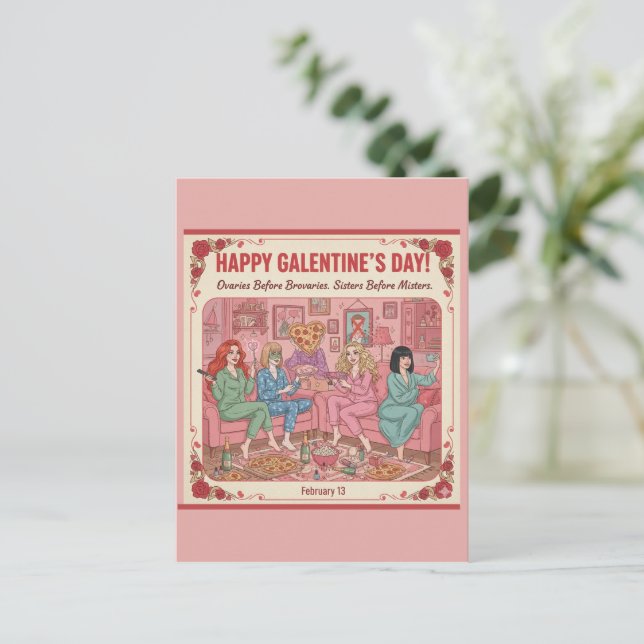 Personalized Happy Galentine's Day Postcard (Standing Front)