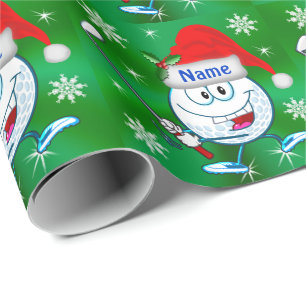 Personalized Happy Golf Christmas Wrapping Paper