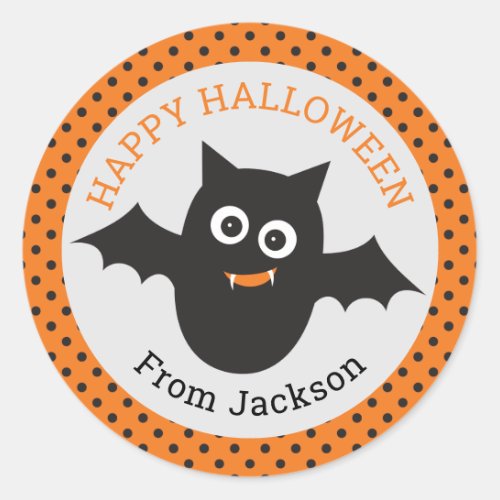 Personalized Happy Halloween Bat Sticker