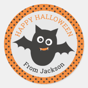 Personalized Happy Halloween Bat Sticker