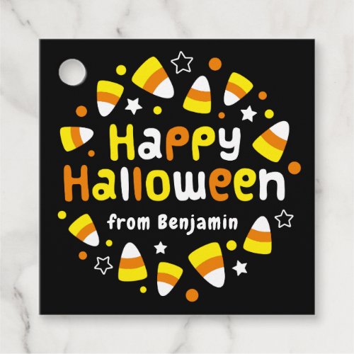 Personalized Happy Halloween Candy Corn Gift Tag