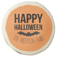 Personalized Happy Halloween Cartoon Bat Sugar Cookie