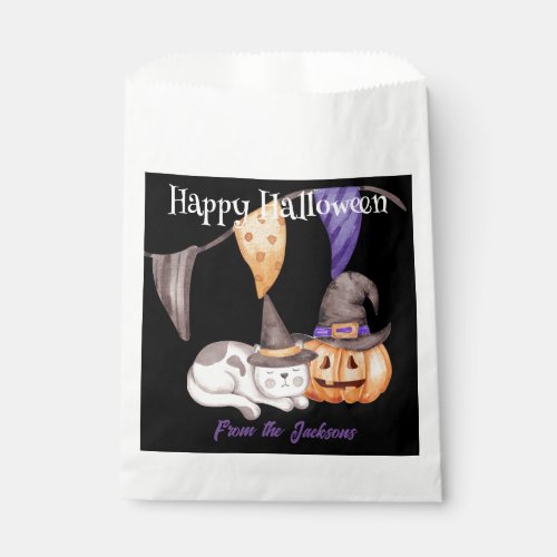 Personalized Happy Halloween  CAT  PUMPKIN Favor Bag