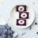 Personalized Happy Halloween Cat Trick or Treat Hershey's Miniatures<br><div class="desc">Custom, personalized, fun, stylish halloween purple and black geometric zig zag pattern, scary, spooky, creepy black spooked cat, Hershey®’s Assorted Miniatures™ in an assortment of Milk Chocolate, Krackel®, Special Dark®, and Mr. Goodbar®. Simply type in Happy Halloween / your greetings / wishes, and your family name / name / couple's...</div>