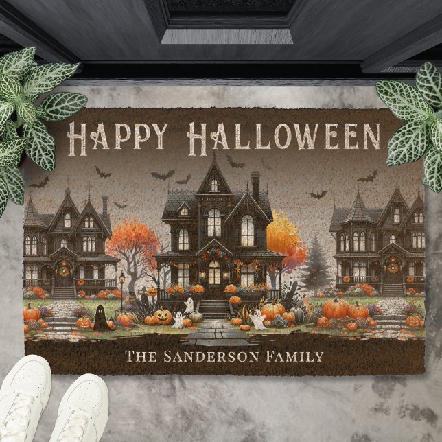 Personalized Happy Halloween Fiber Doormat (Personalized Happy Halloween Fiber Doormat)