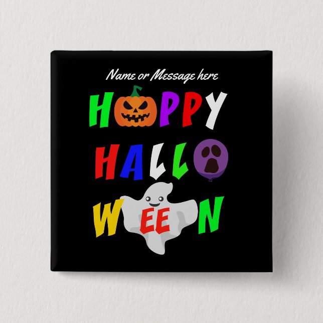 Personalized Happy Halloween Fun Button (Front)