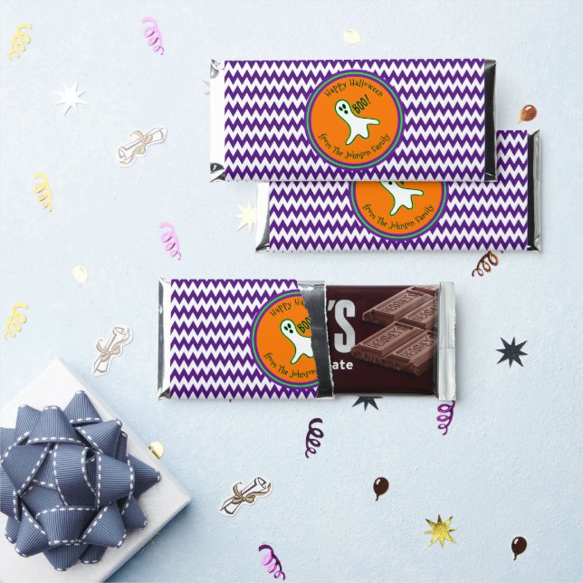 Personalized Happy Halloween Ghost Trick or Treat Hershey Bar Favors (Front)