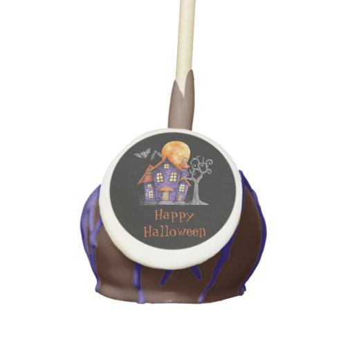 Personalized Happy Halloween Haunted House  Cake Pops