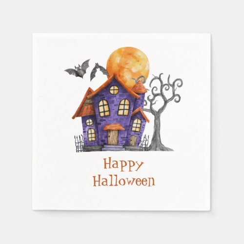 Personalized Happy Halloween Haunted House  Napkins