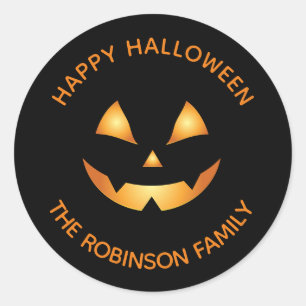 Personalized Happy Halloween Jack O Lantern  Classic Round Sticker