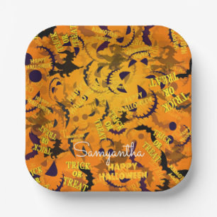 Personalized Happy Halloween Name Paper Plates