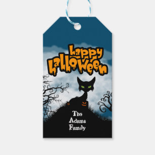 Personalized Happy Halloween Spooky Cat Gift Tags