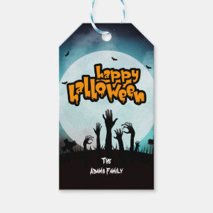 Personalized Happy Halloween Spooky Zombie Gift Tags