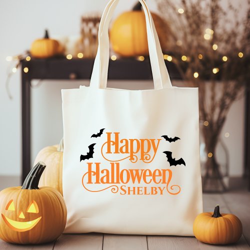 Personalized Happy Halloween Trick or Treat Tote Bag