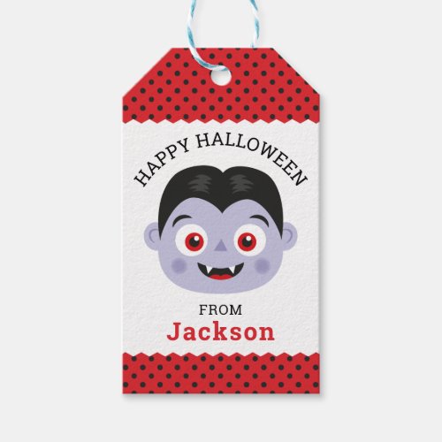 Personalized Happy Halloween Vampire Gift Tag