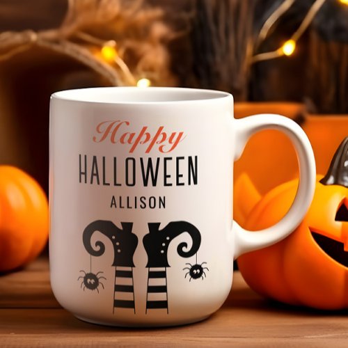 Personalized Happy Halloween Witch Feet  Coffee Mug