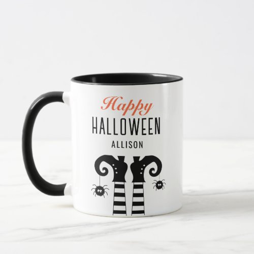 Personalized Happy Halloween Witch Feet  Mug