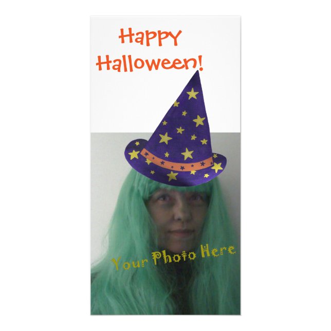Personalized Happy Halloween Wizard Photo Cards (Front)