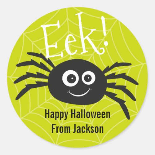 Personalized Happy Hallowen Spider Round Sticker
