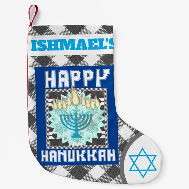Personalized Happy Hannukah  Small Christmas Stocking (Front)
