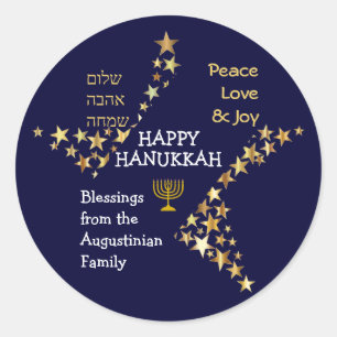 Personalized HAPPY HANUKKAH Classic Round Sticker