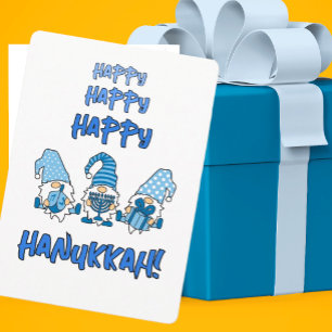 Personalized Happy Hanukkah Holiday Gnome Card