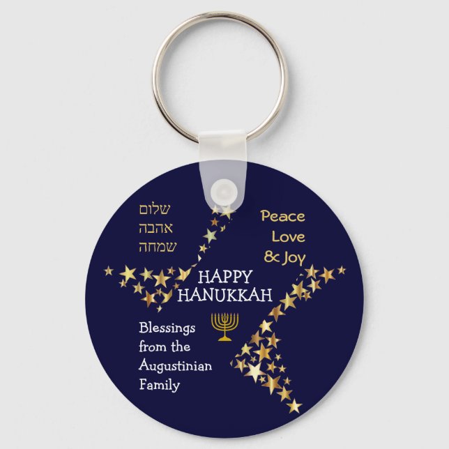Personalized HAPPY HANUKKAH Keychain (Front)