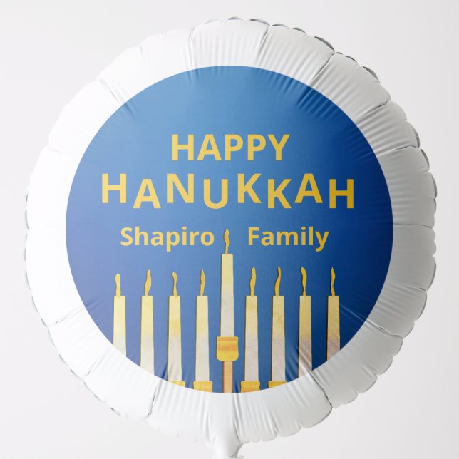 Personalized Happy Hanukkah Menorah Balloon (Front)