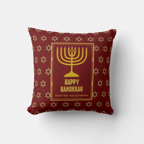 Personalized  HAPPY HANUKKAH  Menorah  RED Throw Pillow