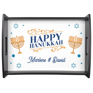 Personalized Happy Hanukkah Menorah Serving Tray