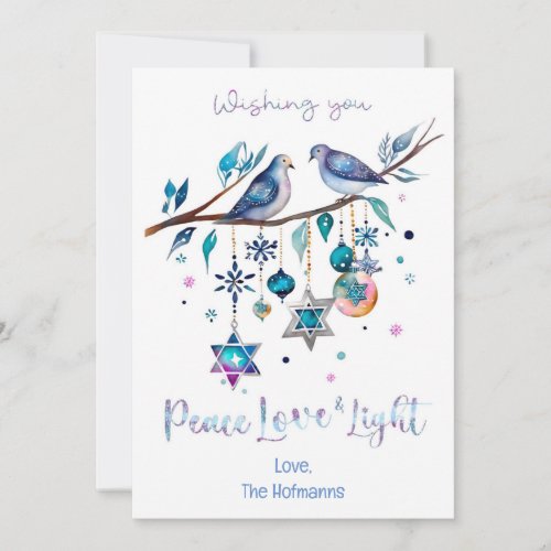 Personalized Happy Hanukkah Peace Love  Light Holiday Card