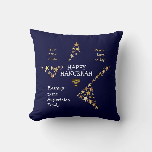 Personalized HAPPY HANUKKAH  Throw Pillow (Front)
