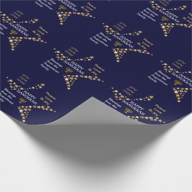 Personalized HAPPY HANUKKAH Wrapping Paper (Corner)