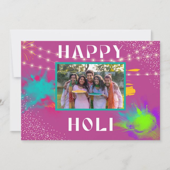 Personalized Happy Holi colorful festival message Note Card (Front)