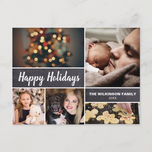 Personalized Happy Holiday Christmas Photo collage (Front)