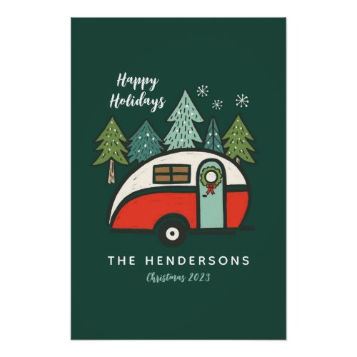 Personalized Happy Holidays Camper Poster
